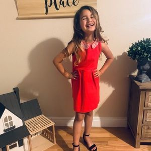 J. Crew red dress with Peter Pan crystal collar!